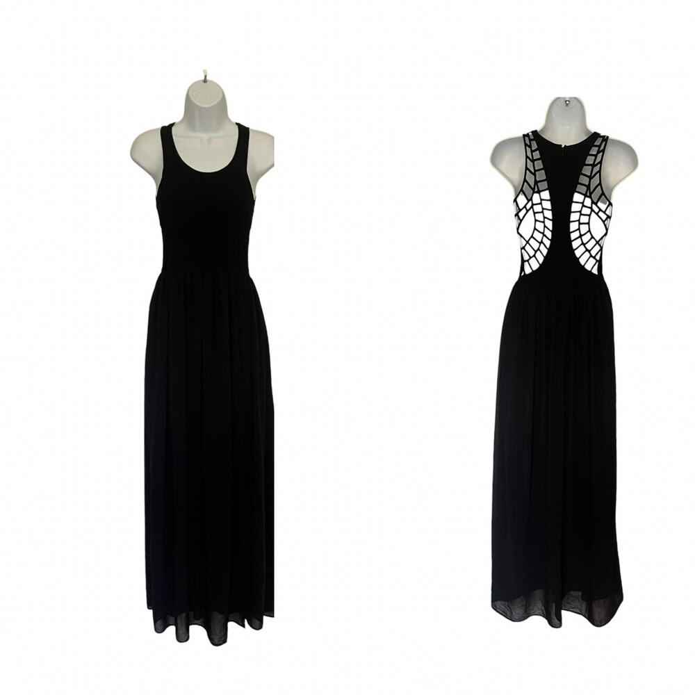 Keepsake The Label Spider Web Maxi Dress Sz XS Sheer Slit Vampy Whimsigoth Prom